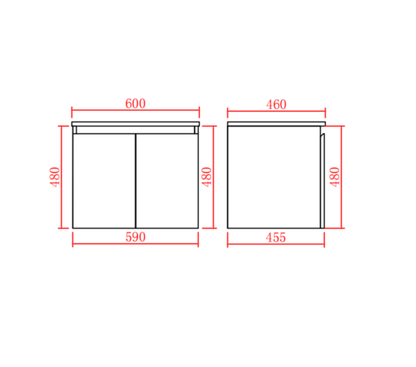 Bathroom Wall Hung Vanity 590*455*480mm