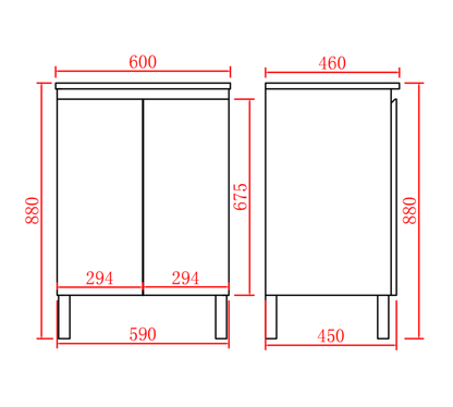 Bathroom Freestanding Vanity with Legs 600*460*860mm (Luxern)