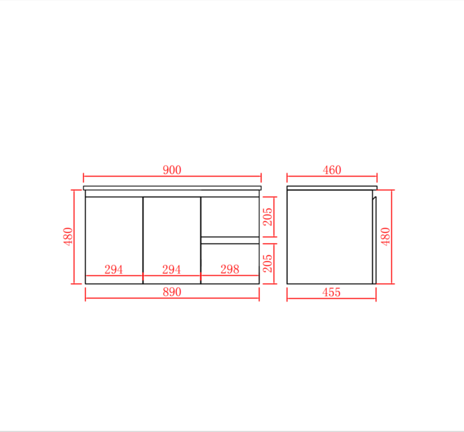 Bathroom Wall Hung Vanity 890*455*480mm