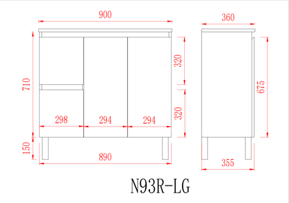 Slim Freestanding Vanity with Legs 900*360*860mm