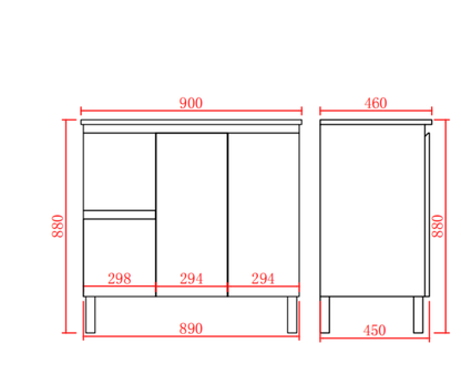 Bathroom Nordic Freestanding Vanity with Legs 900*460*860mm (Luxern)