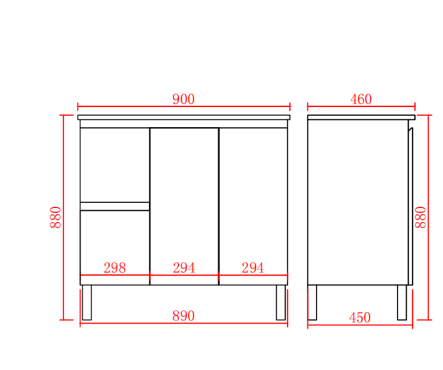Bathroom Nordic Freestanding Vanity with Legs 900*460*860mm (Luxern)