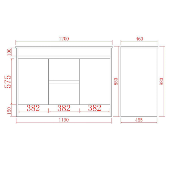 Bathroom Vanities with built-in kickboard 600-1790mm