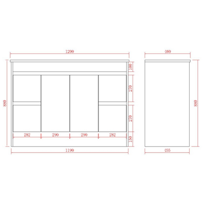 Bathroom Vanities with built-in kickboard 600-1790mm