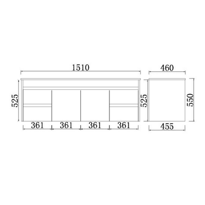 PVC Wall-Mounted Vanity Cabinet 600-1790mm