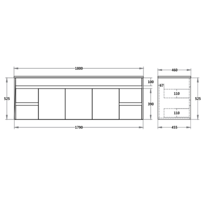 PVC Wall-Mounted Vanity Cabinet 600-1790mm