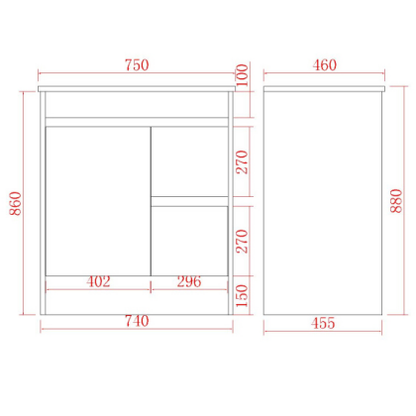 Bathroom Vanities with built-in kickboard 600-1790mm