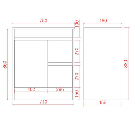 Bathroom Vanities with built-in kickboard 600-1790mm