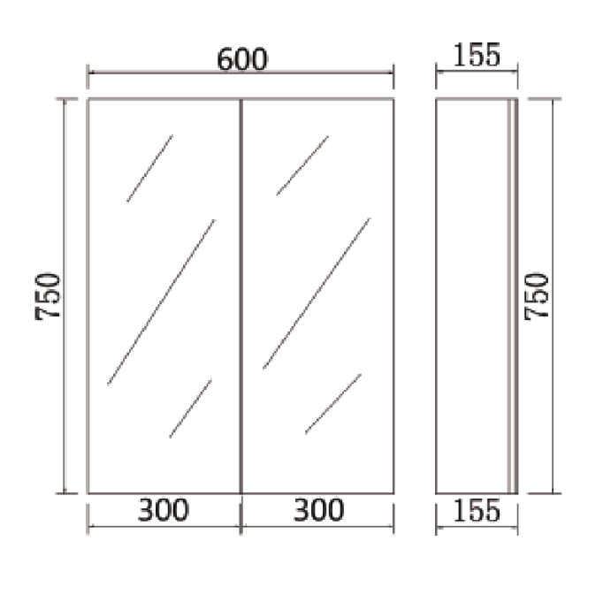 PVC Shaving Cabinet – Modern Bathroom Storage 600–1500mm