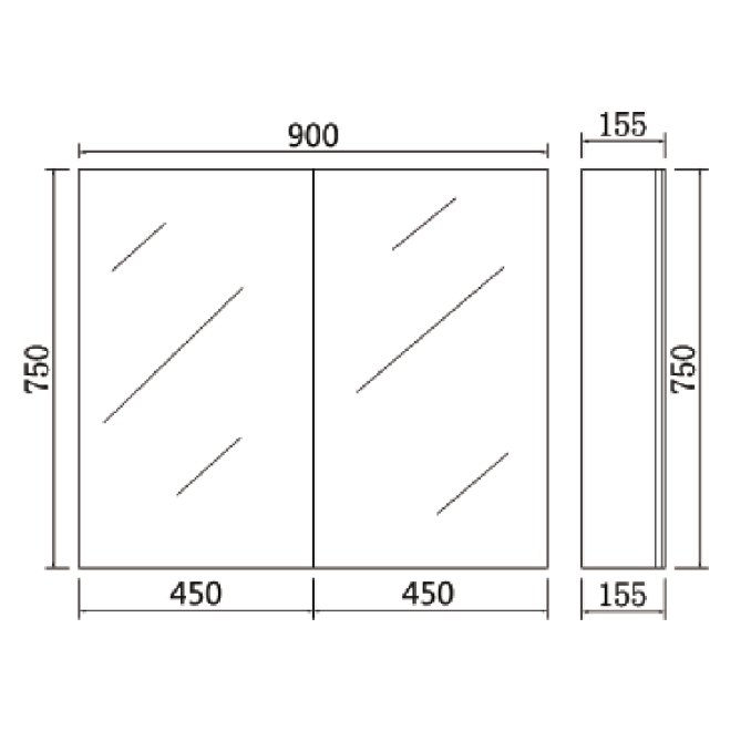 PVC Shaving Cabinet – Modern Bathroom Storage 600–1500mm