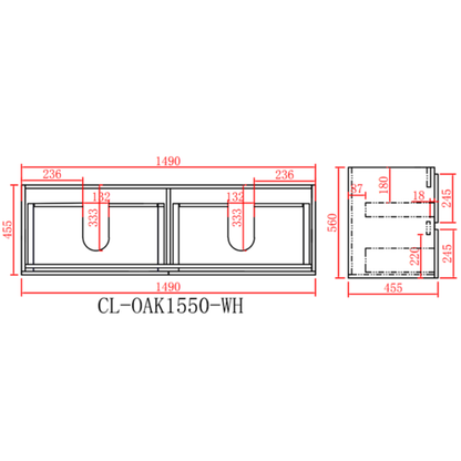 PVC Wall-Mounted Vanity Cabinet 1200/1500mm