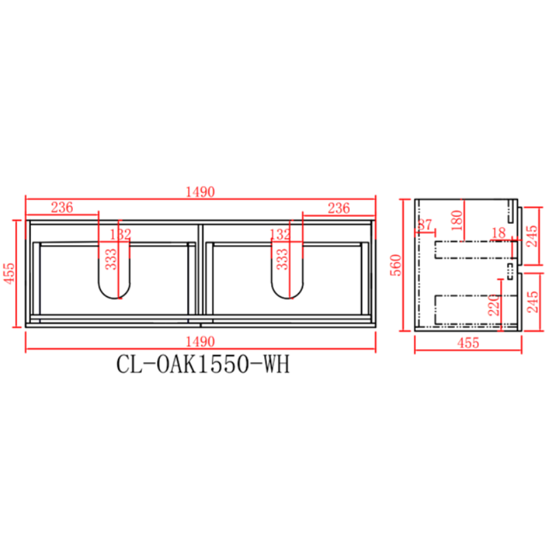 PVC Wall-Mounted Vanity Cabinet 1200/1500mm