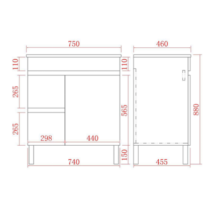Leg Vanity Cabinet (PVC Material) 600/750/900mm