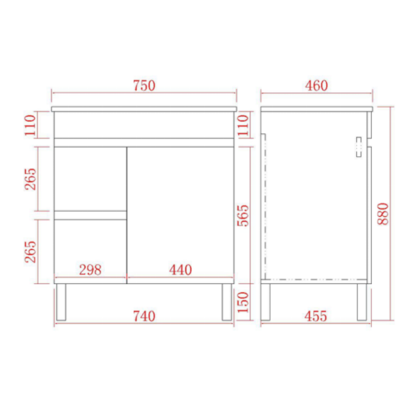Leg Vanity Cabinet (PVC Material) 600/750/900mm
