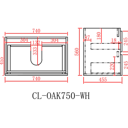 PVC Wall-Mounted Vanity Cabinet 600/750/900mm