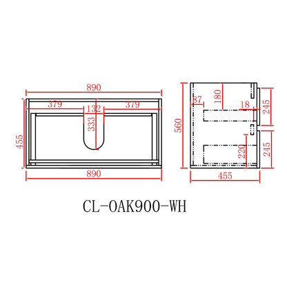 PVC Wall-Mounted Vanity Cabinet 600/750/900mm