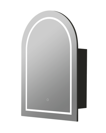 Olivia  Arch LED Shaving Cabinet Pencil Edge Frontlit 600x900x155mm OARSV6090MB/MW-LED