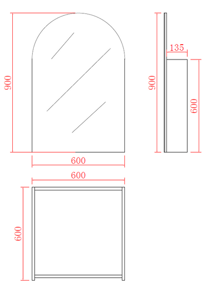 Olivia Shaving Cabinet Tall Boy 600*900*155mm OARSV6090MW/MB
