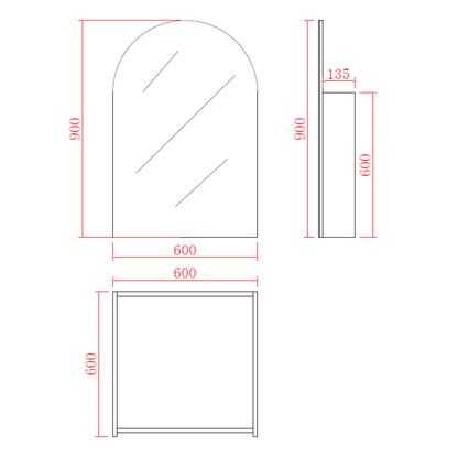 Olivia Shaving Cabinet Tall Boy 600*900*155mm