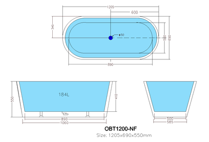 Ovia Freestanding Bath 1500/1700mm