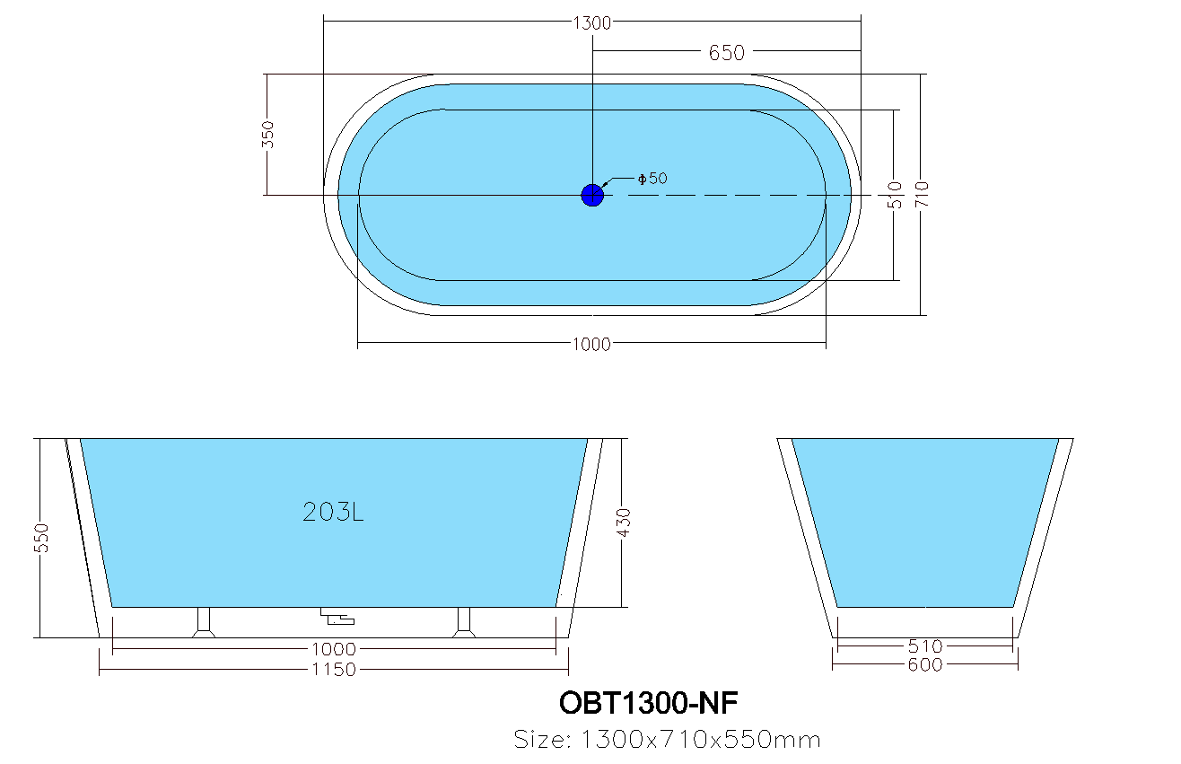 Ovia Freestanding Bath 1500/1700mm