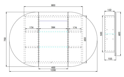 Olivia LED PVC Mirror Shaving Cabinet 1200/1500mm OPLSV1275-1580MW-LED/OPLSV1275-1580MB-LED