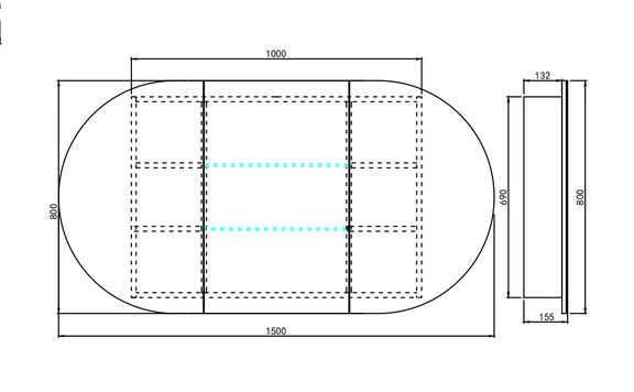 LED PVC Mirror Shaving Cabinet – Modern Bathroom Storage 1200/1500mm