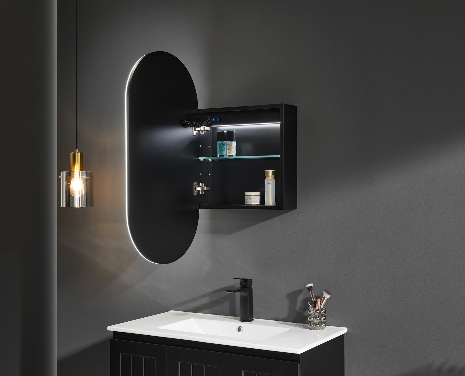 LED PVC Mirror Shaving Cabinet – Modern Bathroom Storage 450x900x155mm