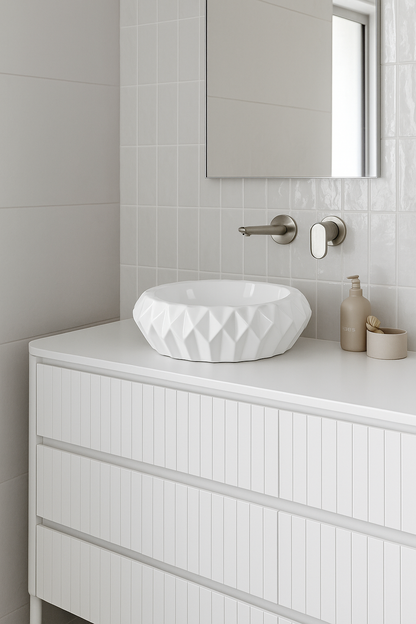 VITO Oslo Diamond Round Ceramic Above-Counter Basin 400*400*150mm