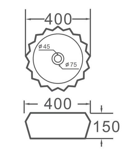 VITO Oslo Diamond Round Ceramic Above-Counter Basin 400*400*150mm