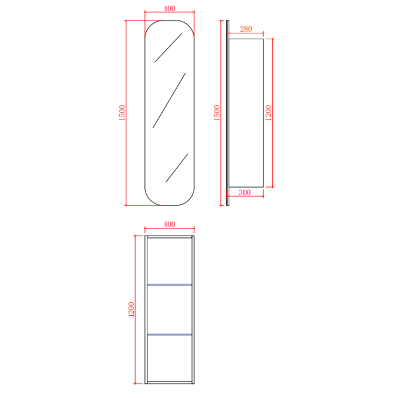 Tall Boy Shaving Cabinet – Modern Bathroom Storage 600*900*155mm