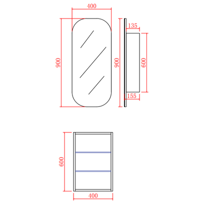 Tall Boy Shaving Cabinet – Modern Bathroom Storage 400/600mm