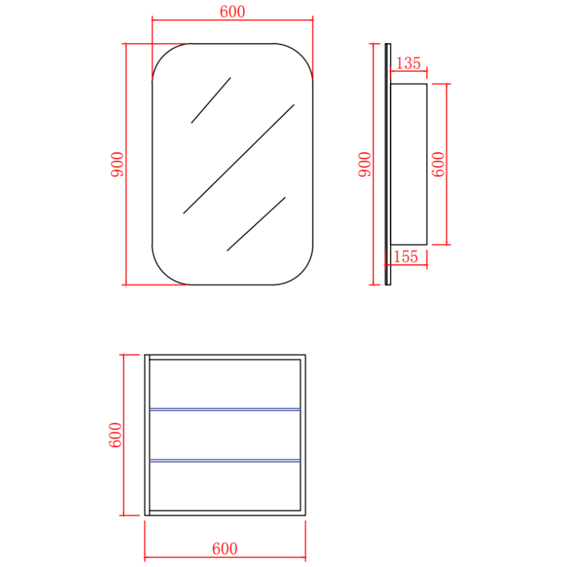 Tall Boy Shaving Cabinet – Modern Bathroom Storage 400/600mm