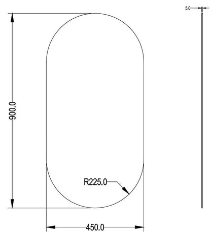 Ovian Back Lit LED Mirror 450*900mm Three Lights