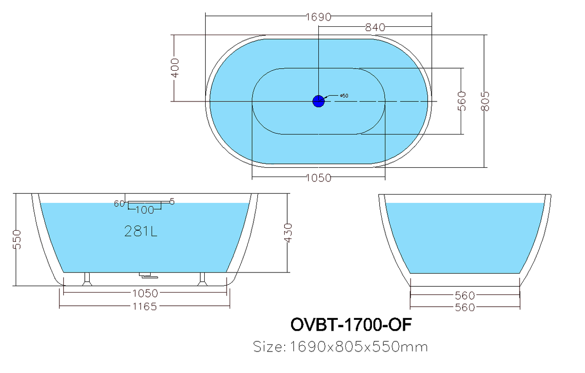 Free Standing Bathtub LH-BA14-1300/1400/1500/1700-NF/OF
