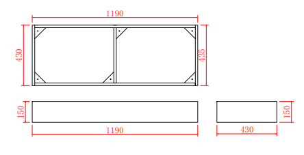 1200*460*880mm White Polyurethane PVC Standard Vanity Polar P124LG