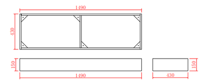 1500*460*880mm White Polyurethane PVC Standard Vanity Polar P154LG