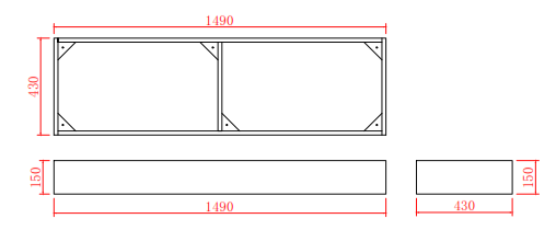 1500*460*880mm White Polyurethane PVC Standard Vanity Polar P154LG