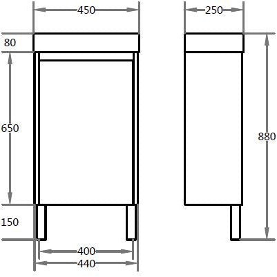 PVC Slim Vanity 450*250*880mm