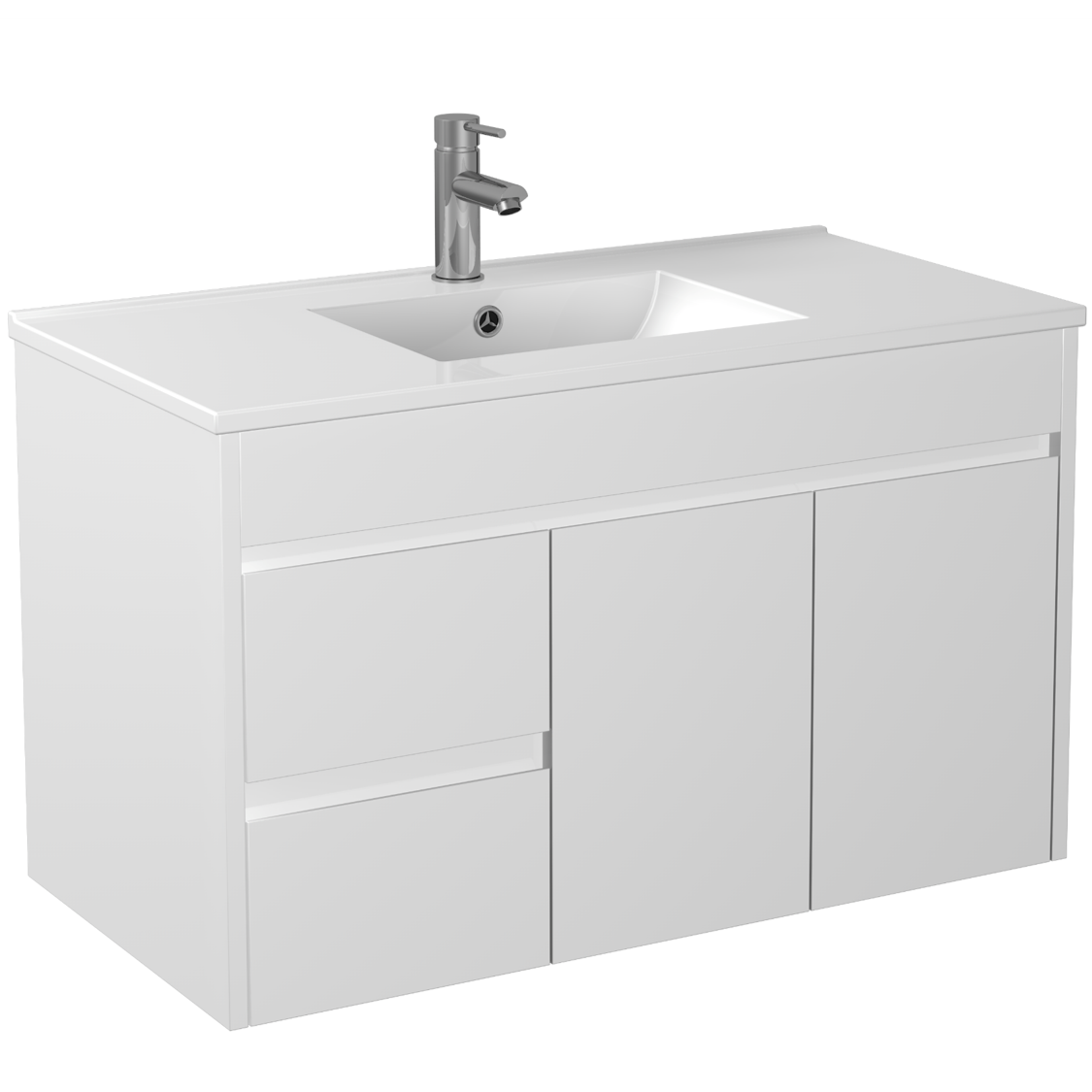 900*365*550mm Wall Hung White Polyurethane PVC Narrow Vanity Polar Polar P93LWH