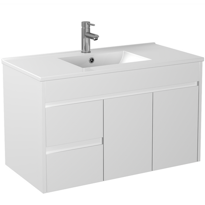 900*365*550mm Wall Hung White Polyurethane PVC Narrow Vanity Polar Polar P93LWH