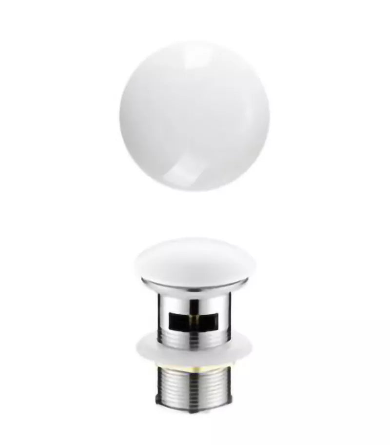 Gloss White Ceramic Pop-Up with Overflow Basin Waste