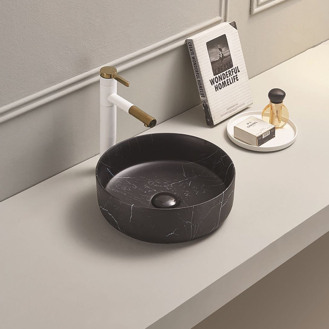 Matte Black Marble Above Counter Basin 360*360*120mm