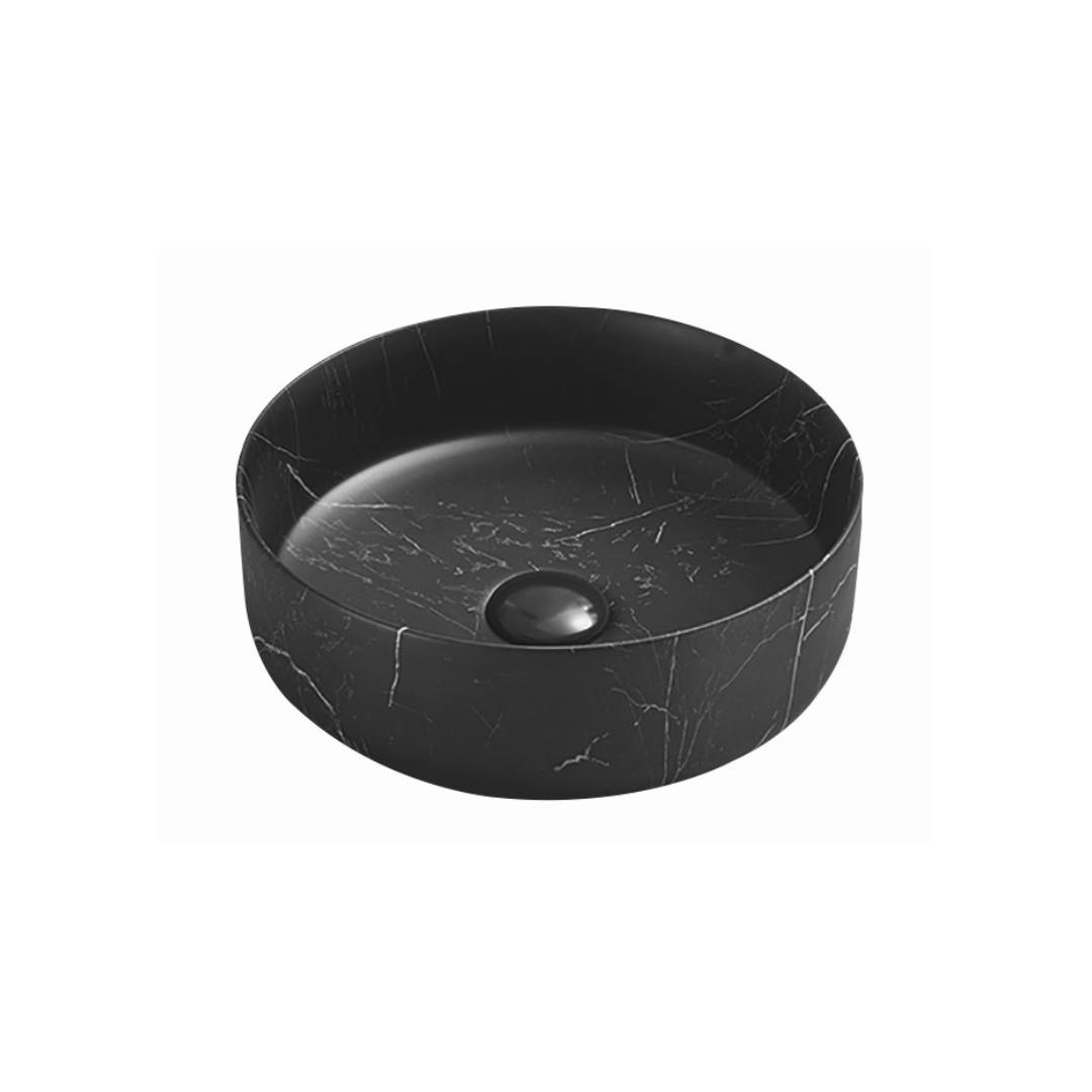346*346*114mm Matte Black Marble Basin Carrara PA3535MBM