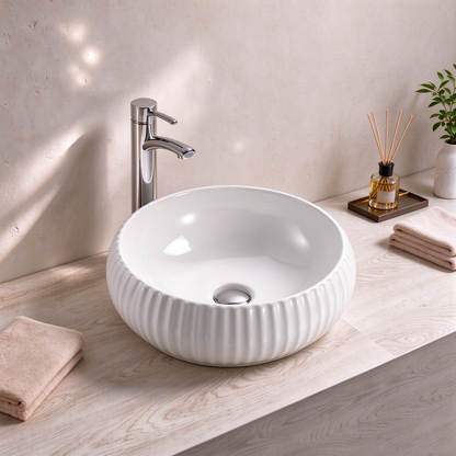 Round Ribbed Arch Console Basin 400*400*140mm