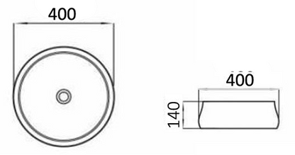 400*400*140mm Matte White Basin Carrara PA4014CRA
