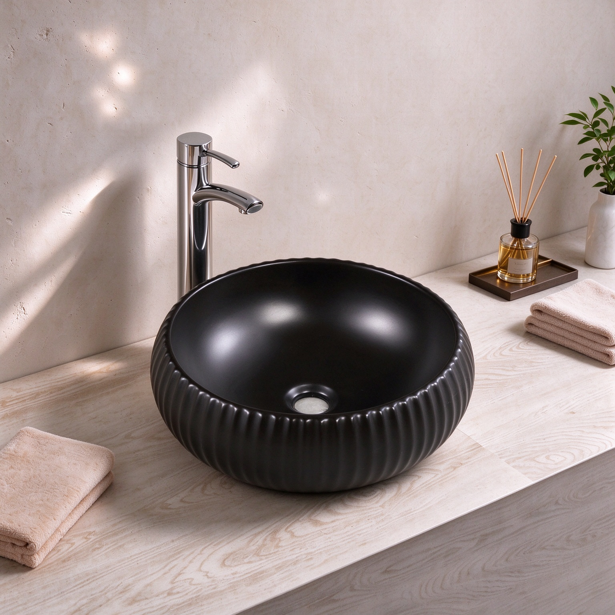 Round Ribbed Arch Console Basin 400*400*140mm