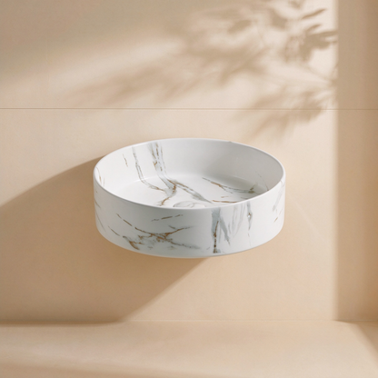 Matte White Carrara Above-Counter Basin 400*400*115mm LH-BS29-400CRA