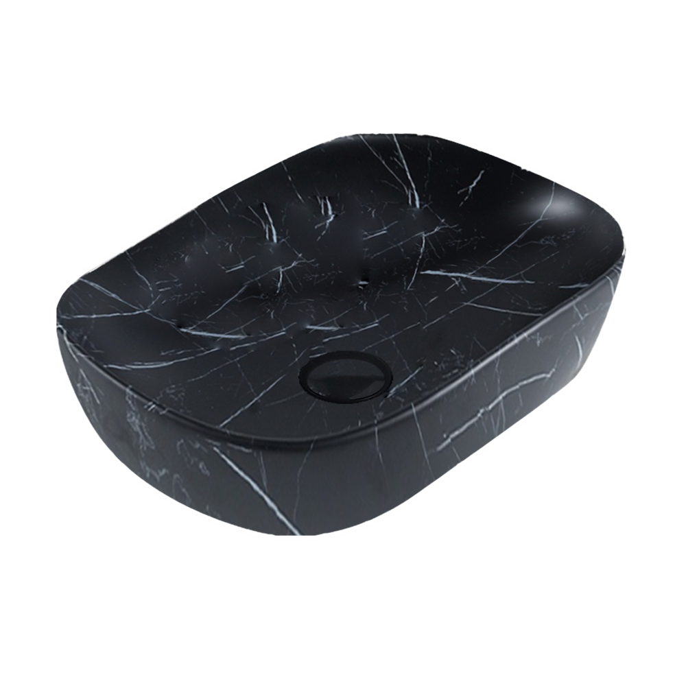 465*320*137mm Matte Black Marble Basin Carrara PA4632MBM