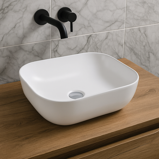 465*375*120mm Gloss White Basin Qubix PA4637